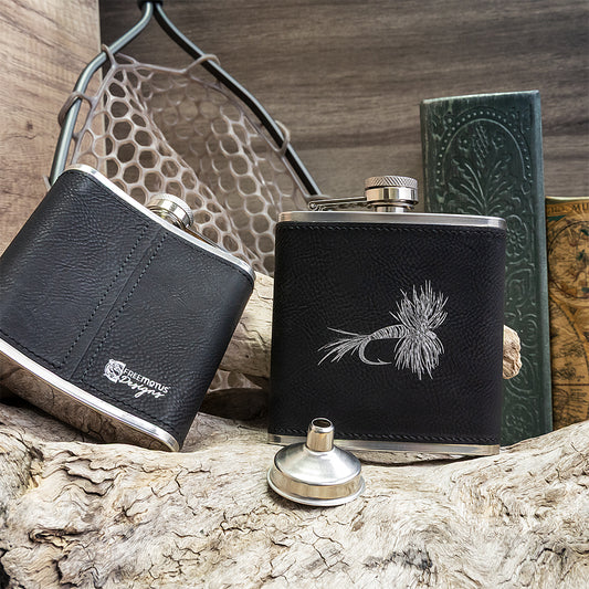 Hip Flask - Stainless Steel-Leather (Faux)