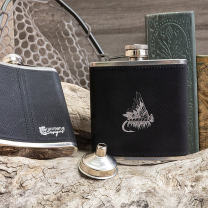Hip Flask - Stainless Steel-Leather (Faux)