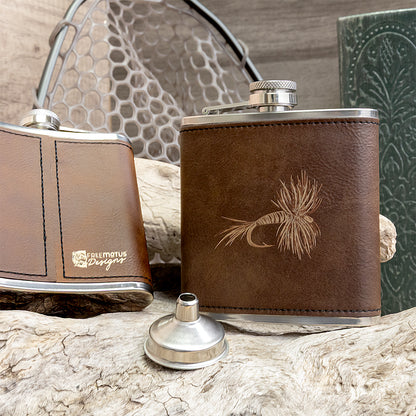 Hip Flask - Stainless Steel-Leather (Faux)