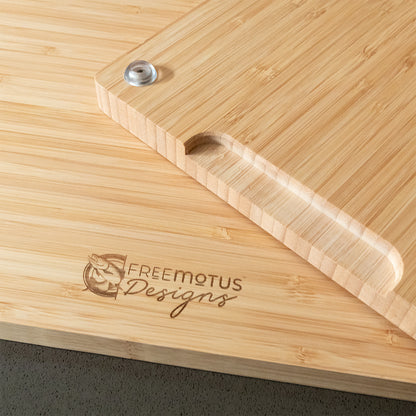 Bamboo Charcuterie/Cutting Board | Laser Engraved Fishing Art - Free Motus