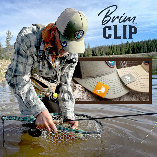 Hat Brim Clip | Laser Engraved Fly Fishing Art (Aluminum)- Free Motus