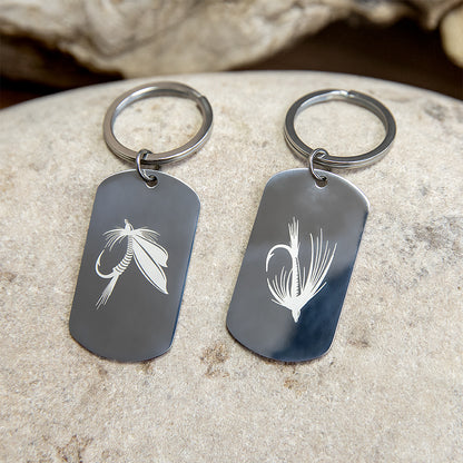 Fishing Themed Dog Tag Pendant (Military Style-SS-SILVER)