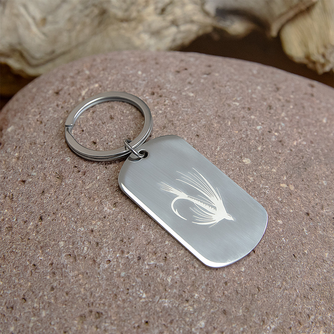 Fishing Themed Dog Tag Pendant (Military Style-SS-SILVER)