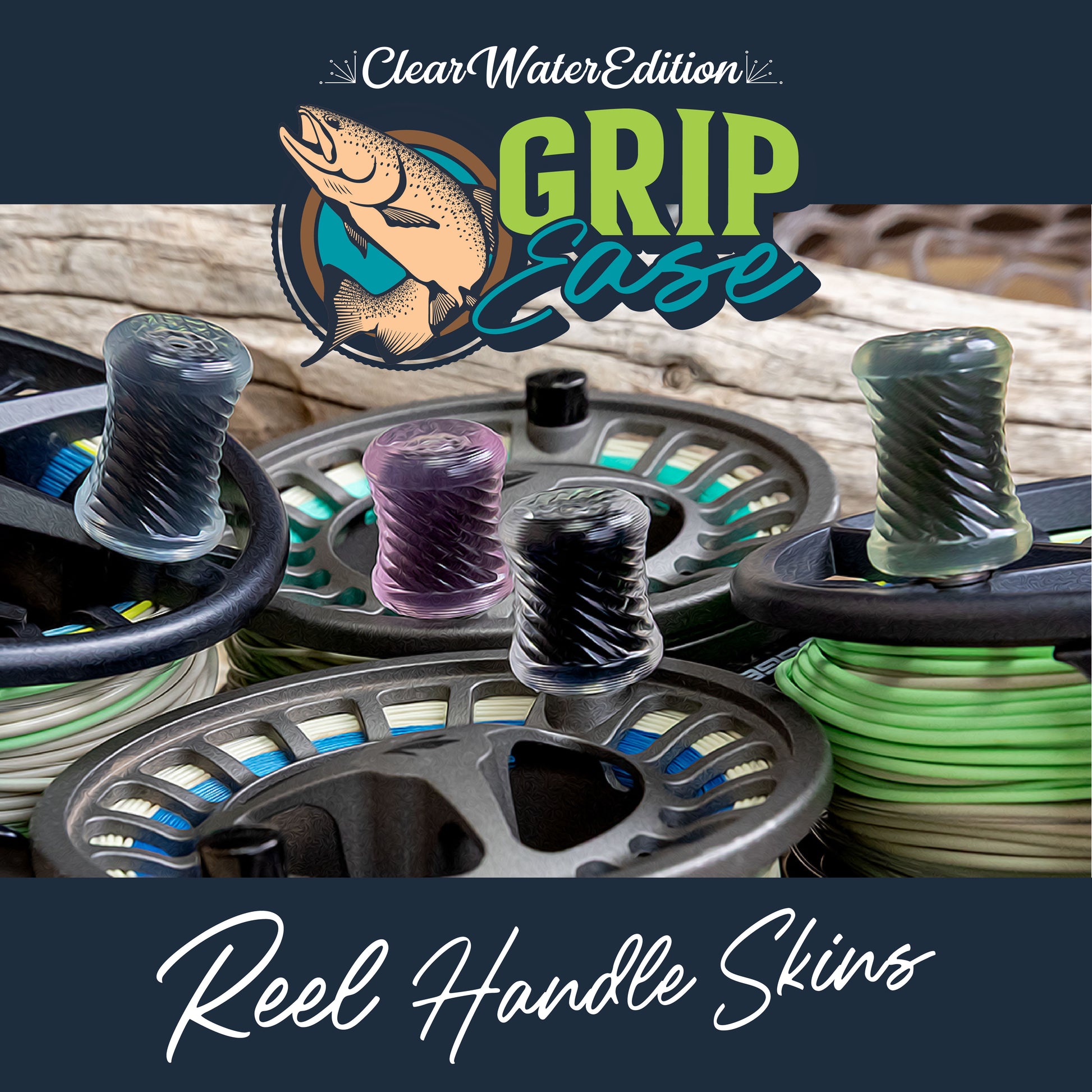 cheap fishing reel grips Grip-Ease - Reel Handle Skins (Clear Water Edition) - Medium