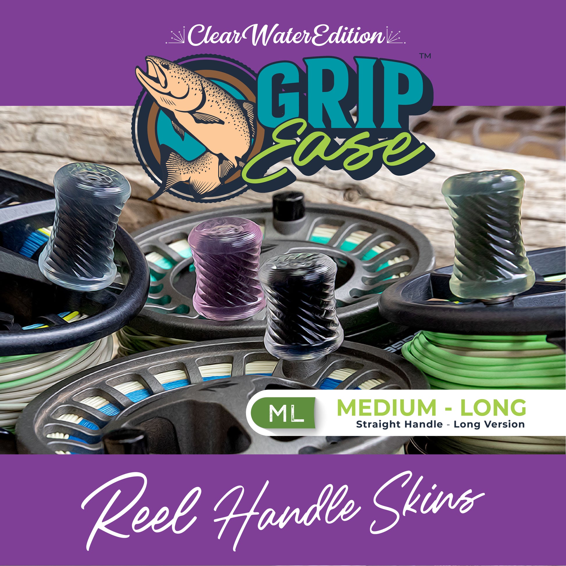 Grip-Ease - Reel Handle Skins (Clear Water Edition) - Medium