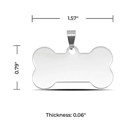 Pet Bone Dog Tag (Stainless Steel-SILVER)
