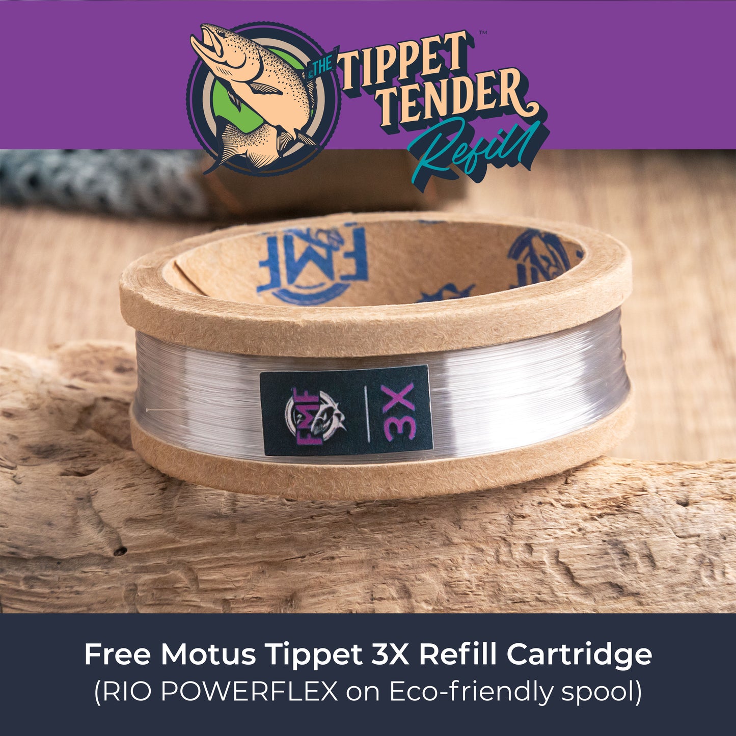 Free Motus 3X Tippet Refill Cartridge (RIO POWERFLEX 3X - 60yds)